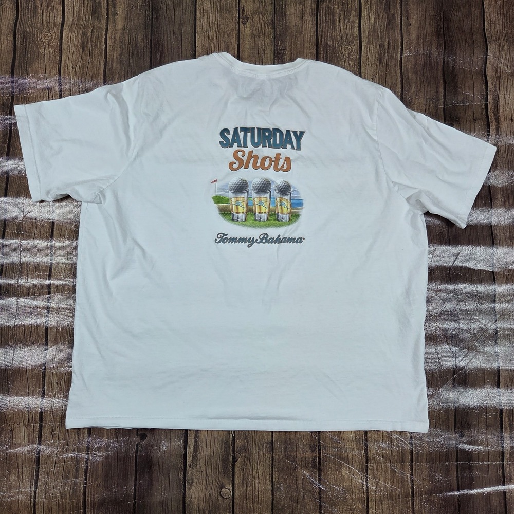 Tommy Bahama Saturday Shots T-Shirt Mens 3XL White Coastal Resort